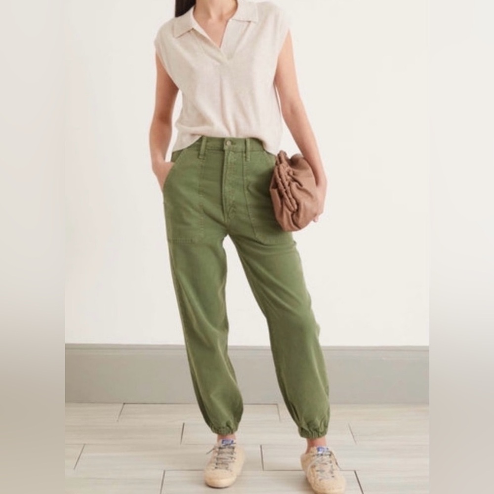 MOTHER wrapper patch denim green pants